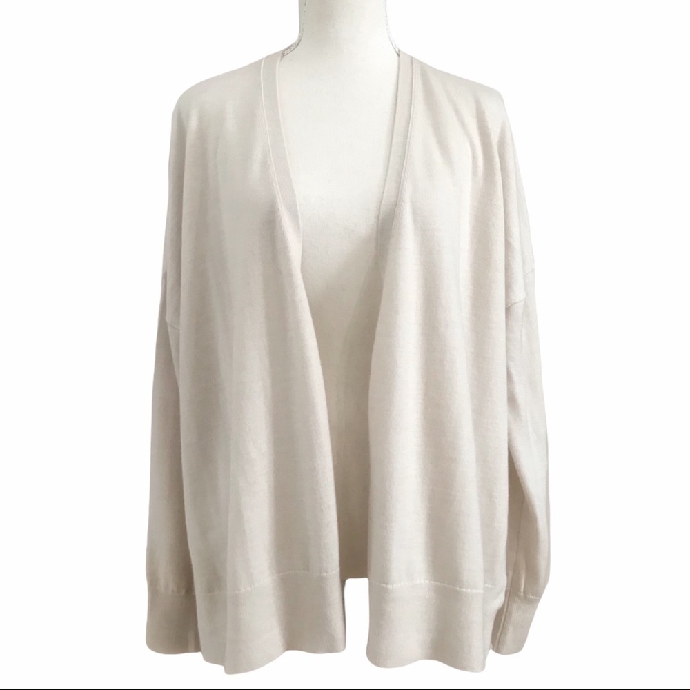 All Saints Cream Open-Front Lightweight Cardigan